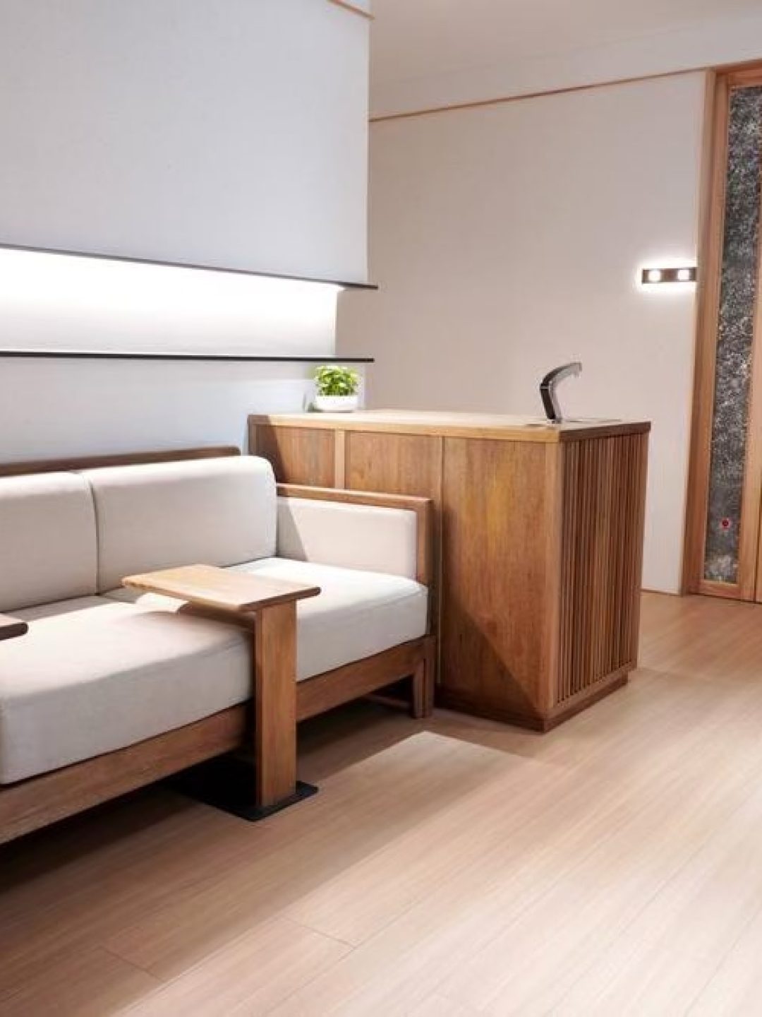 Clean and comfortable waiting area inside Changle Massage, offering a calm environment before treatment.